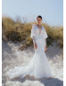 Ivory Delicate Lace Tulle Wedding Dress With Detachable Sleeves